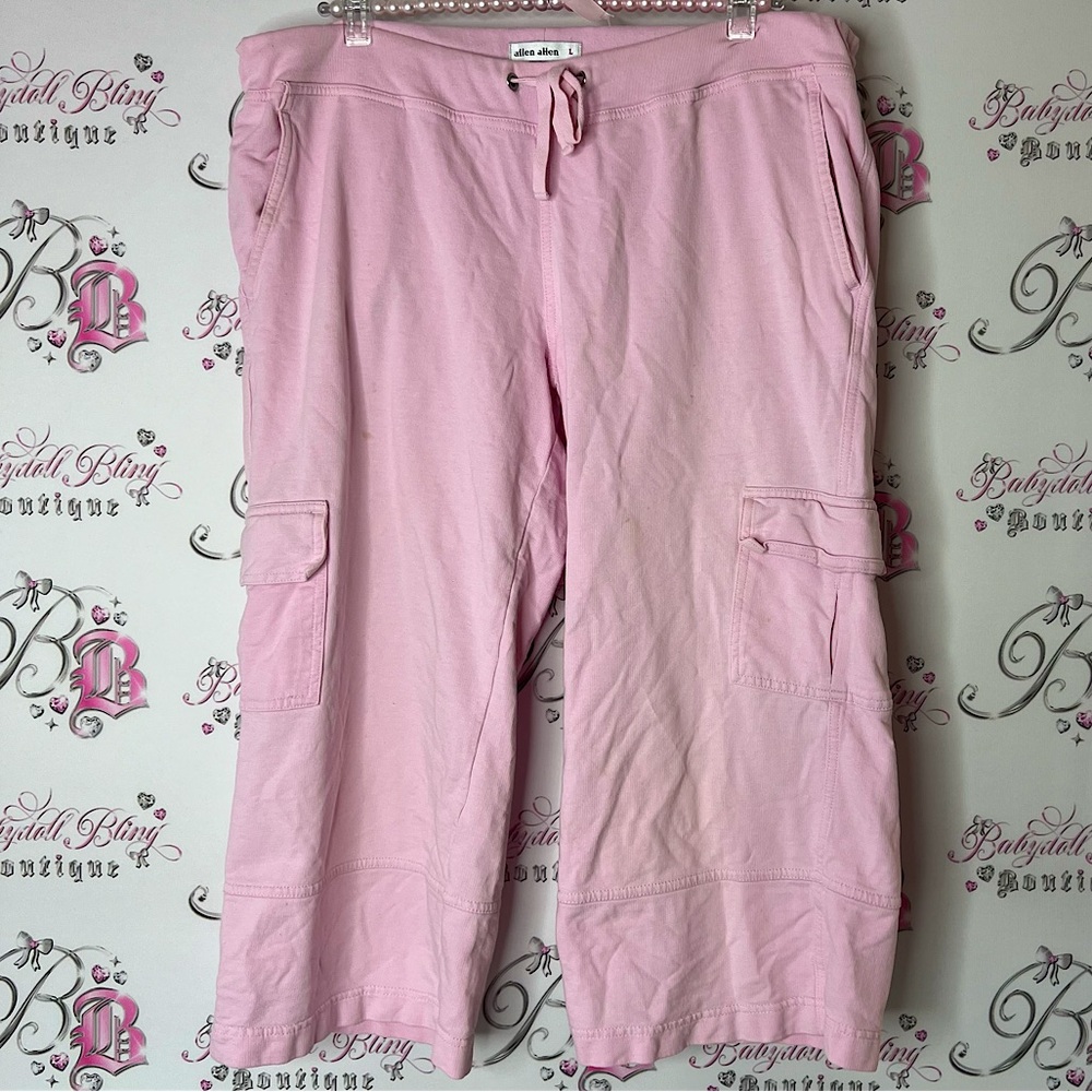 Allen Allen capri cargo vintage Light Pink Drawstring Pants